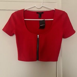 *NWT* Red Ribbed Crop Top